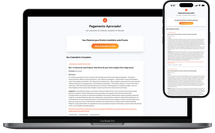 Mockup do Calendário de Conteúdo Jurix Legal